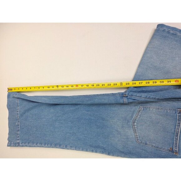 Madewell Size 31X25 Women Wide Leg Crop Blue Denim Embroidered Logo Pocket Jeans - Picture 12 of 15